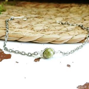 Unakite Jasper Crystal Bracelet Anklet, Gemstone Jewelry Accessories 9.25"